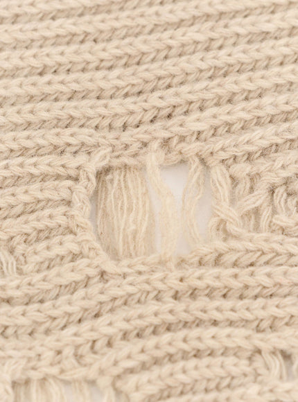 Mm6 Maison Margiela Wool Blend Scarf With Distressed Effect