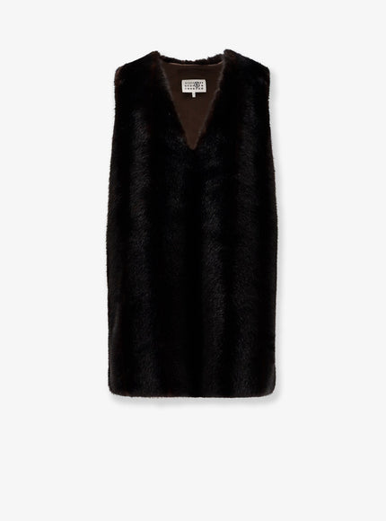 Mm6 Maison Margiela Faux Shearling Short Dress Brown