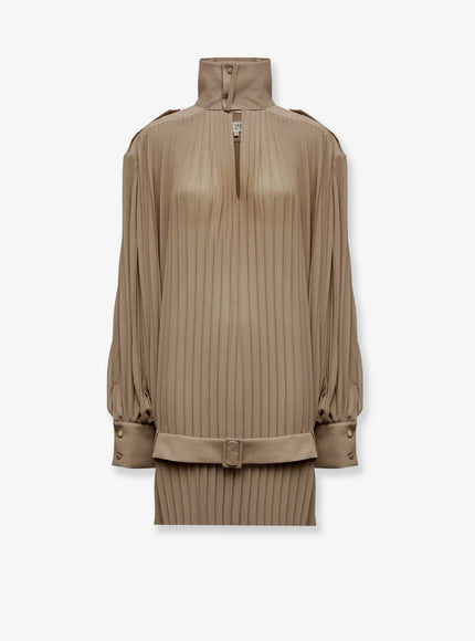 Mm6 Maison Margiela Pleated Dress With Belt Taupe