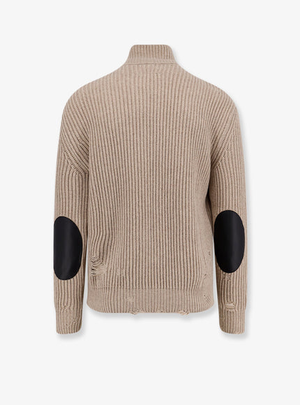 Mm6 Maison Margiela Wool Blend Cardigan With Distressed Effect