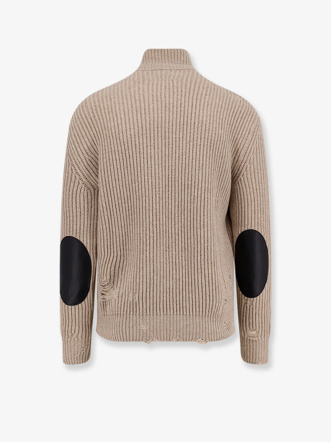 Mm6 Maison Margiela Wool Blend Cardigan With Distressed Effect
