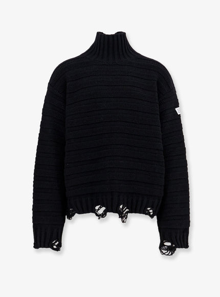 Mm6 Maison Margiela Wool Blend Sweater With Distressed Effect Nero