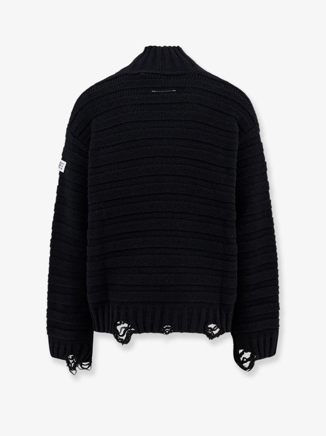 Mm6 Maison Margiela Wool Blend Sweater With Distressed Effect