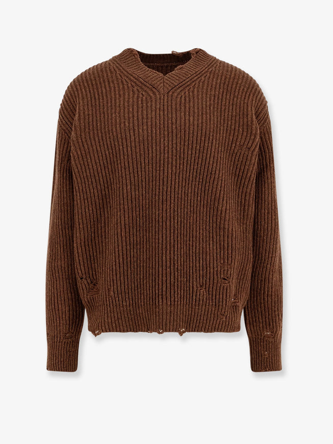 Mm6 Maison Margiela Wool Blend Sweater With Distressed Effect Brown