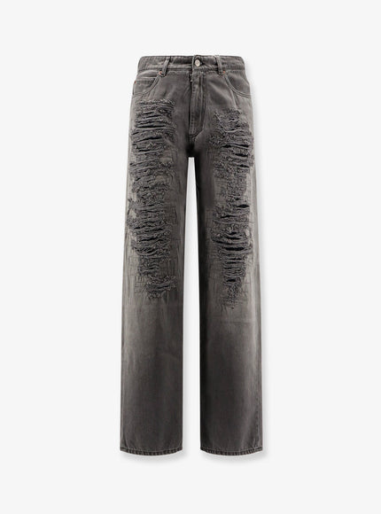 Mm6 Maison Margiela Jeans With Destroyed Effect Black