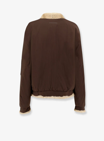 Mm6 Maison Margiela Reversible Nylon And Faux Shearling Bomber Jacket