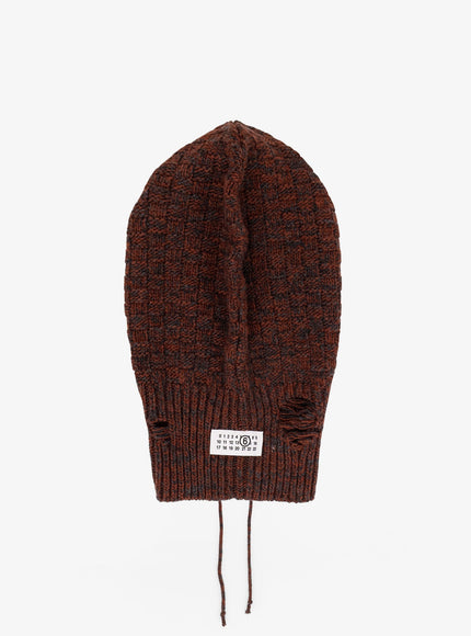 Mm6 Maison Margiela Wool Blend Balaclava With Distressed Effect
