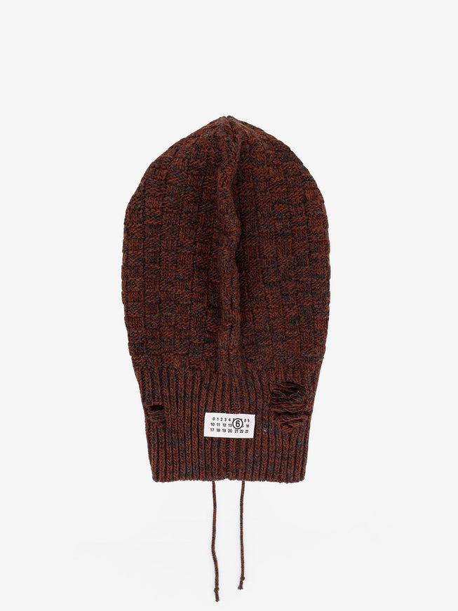 Mm6 Maison Margiela Wool Blend Balaclava With Distressed Effect