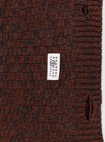 Mm6 Maison Margiela Wool Blend Scarf With Distressed Effect