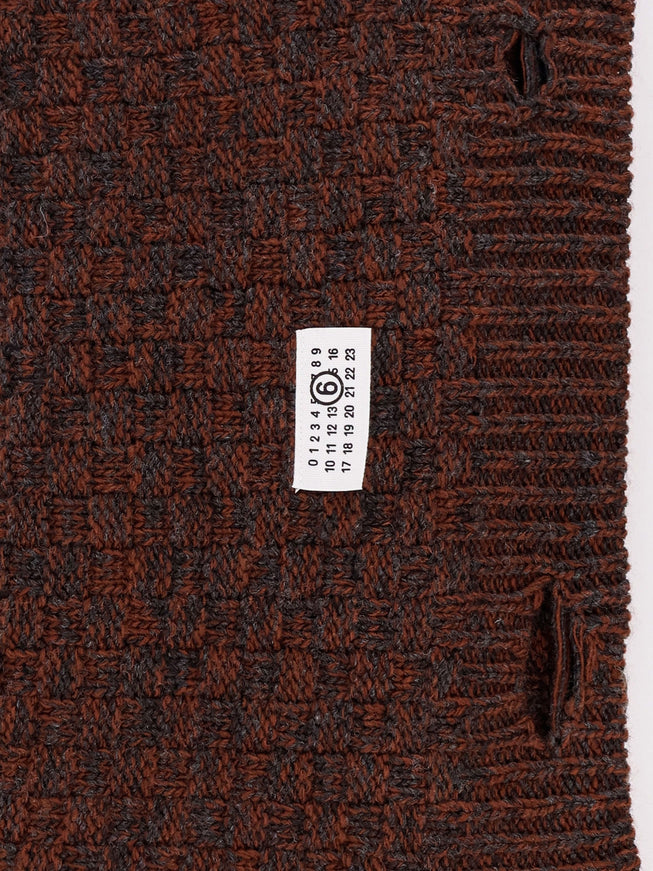 Mm6 Maison Margiela Wool Blend Scarf With Distressed Effect