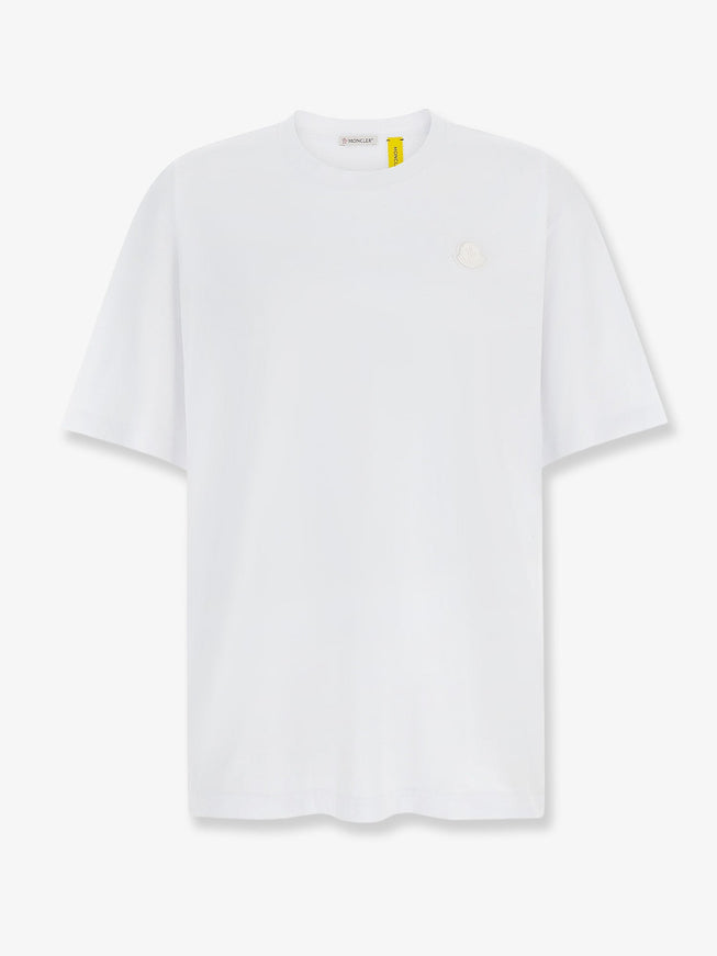 Moncler Genius Cotton T-Shirt With Logo Patch On The Front Bianco