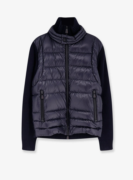 Moncler Grenoble Wool Blend Jacket With Logo Detail Blu