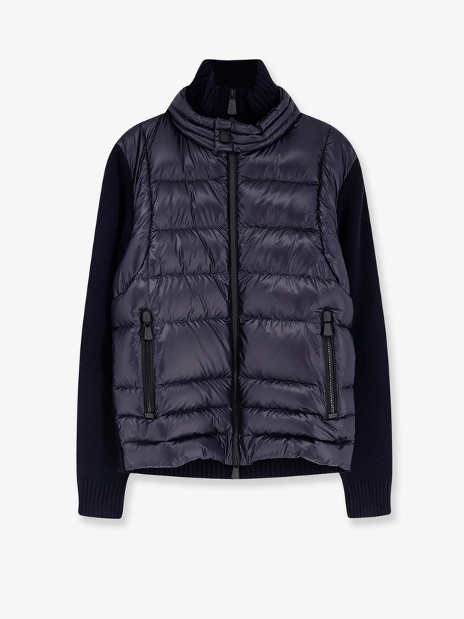 Moncler Grenoble Wool Blend Jacket With Logo Detail Blu