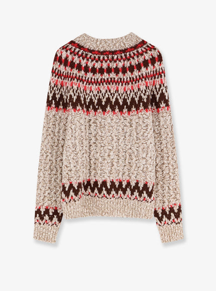 Moncler Grenoble Jacquard Wool Blend Sweater With Geometric Pattern