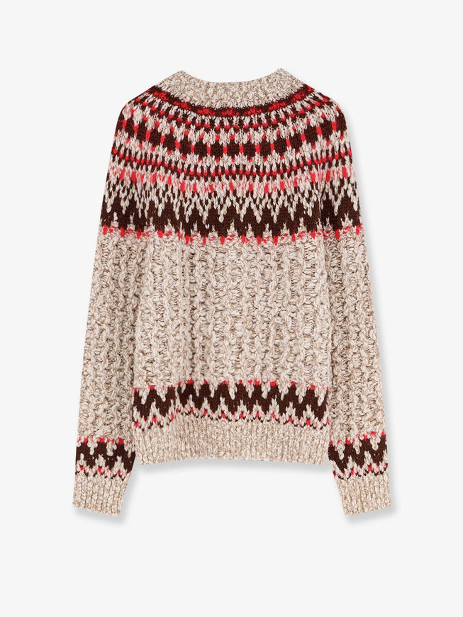 Moncler Grenoble Jacquard Wool Blend Sweater With Geometric Pattern