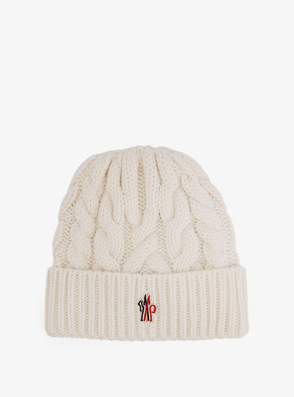 Moncler Grenoble Virgin Wool Beanie Hat Uni Bianco