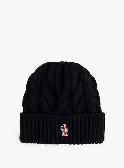 Moncler Grenoble Virgin Wool Beanie Hat Uni Nero