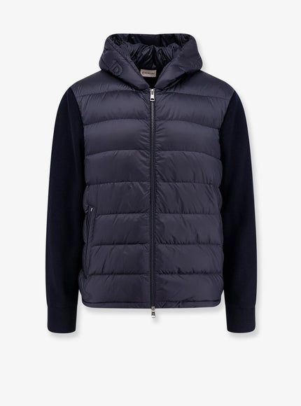 Moncler Virgin Wool Cardigan/Jacket With Padded Inserts Kaki