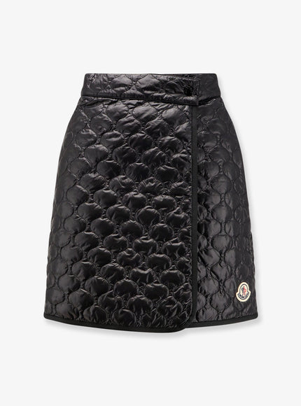 Moncler Nylon Skirt With Logo Patch Nero