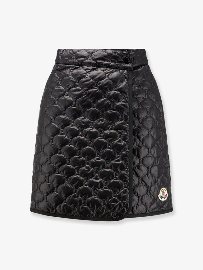 Moncler Nylon Skirt With Logo Patch Nero