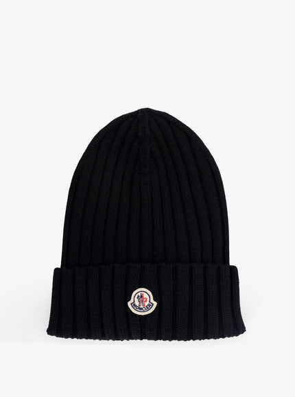 Moncler Beanie Wool Hat Uni Nero