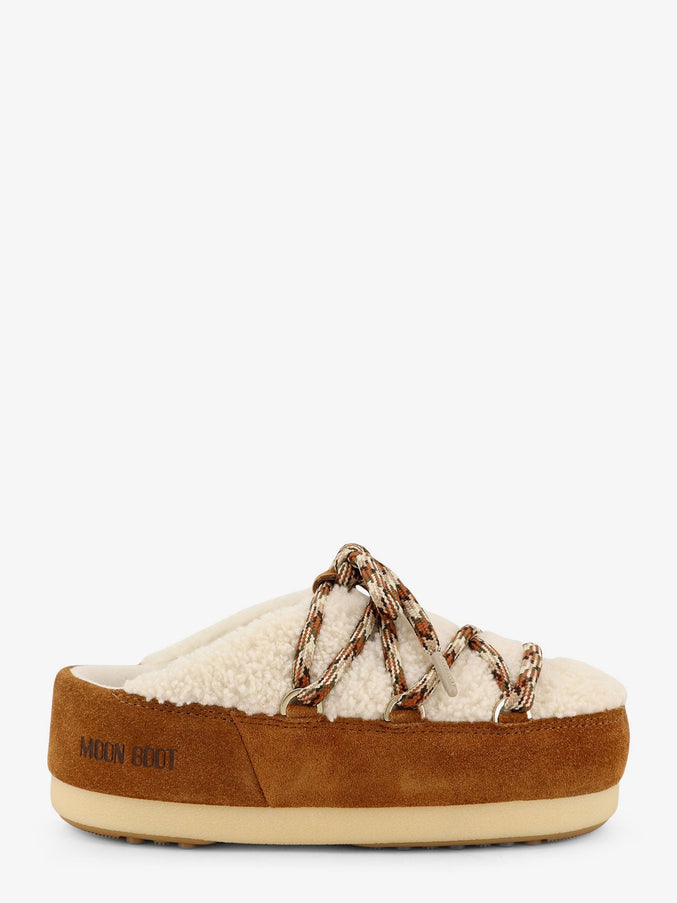Moon Boot Shearling And Suede Slip-On Whisky Off White