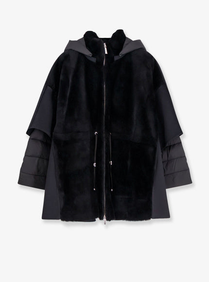 Moorer Raja Shearling Cape Nero
