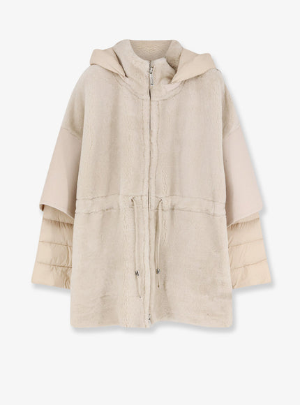 Moorer Raja Shearling Cape 42 Cream