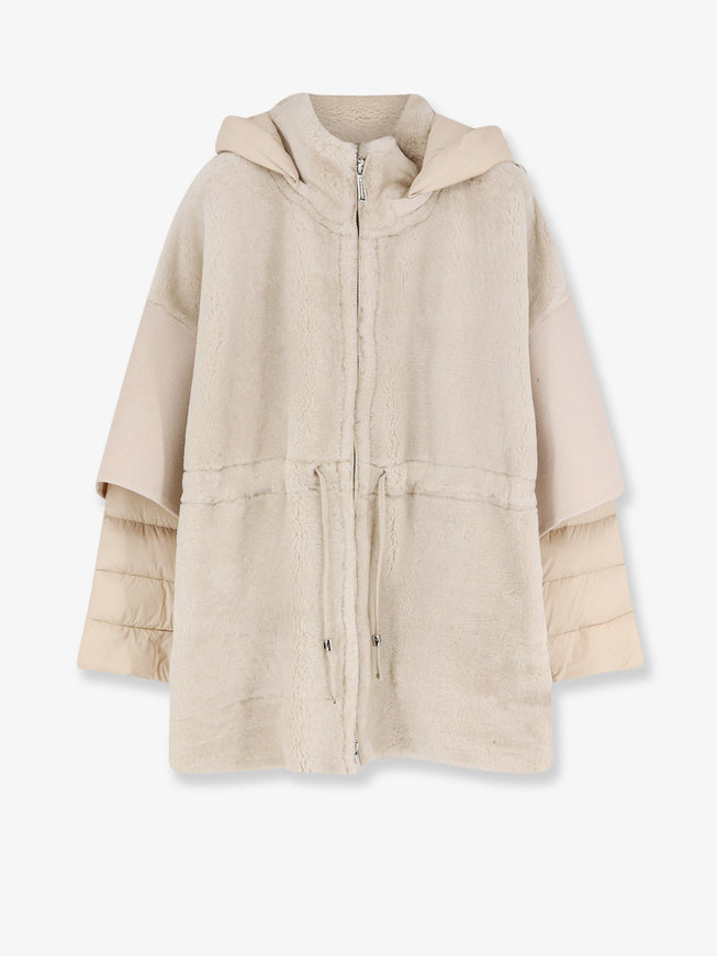 Moorer Raja Shearling Cape 42 Cream