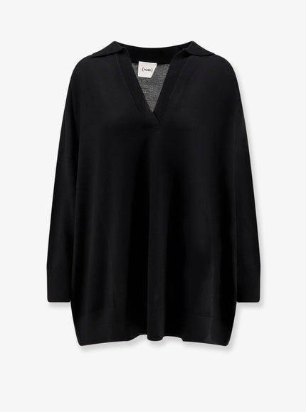 Nude Virgin Wool Maxi Polo Shirt Black