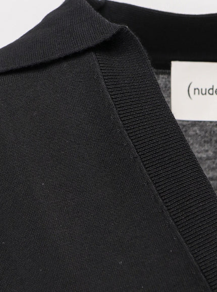 Nude Virgin Wool Maxi Polo Shirt