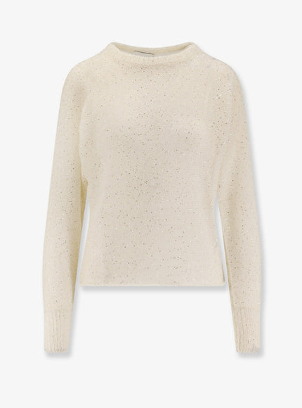 Nude Mohair Blend Sweater With Sequins Off White