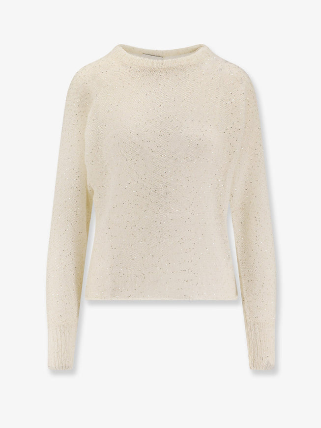 Nude Mohair Blend Sweater With Sequins Off White