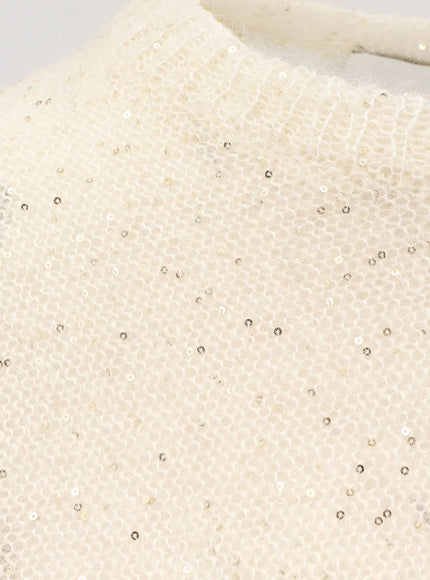 Nude Mohair Blend Sweater With Sequins