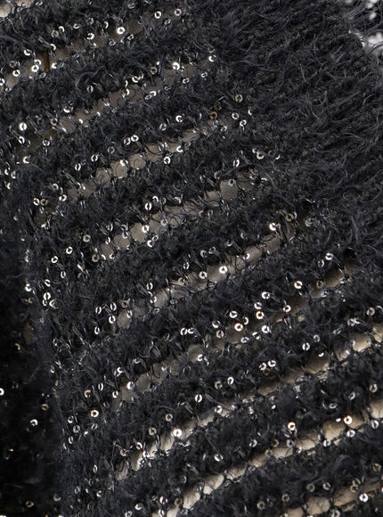 Nude Wool Blend Sweater With Sequins