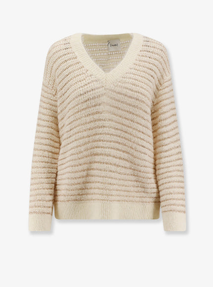 Nude Wool Blend Sweater With Sequins White Paill