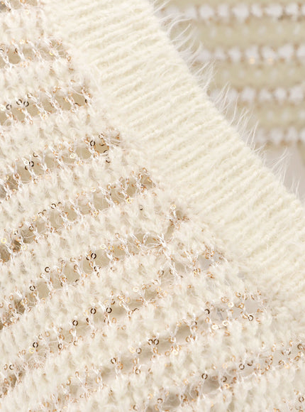 Nude Wool Blend Sweater With Sequins