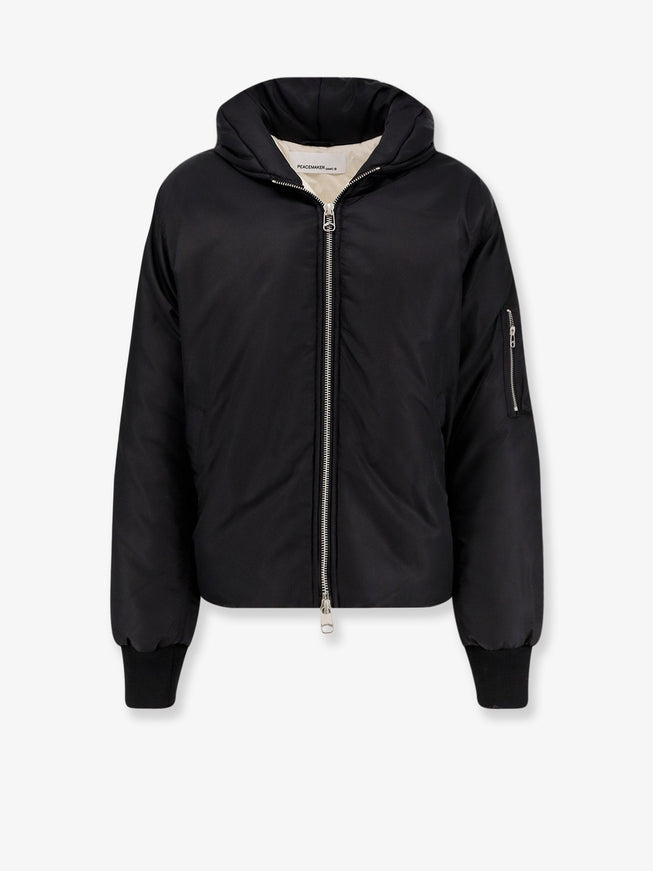 Oamc Peacemaker Cropped Hood Nyln Bomber With Padding Black