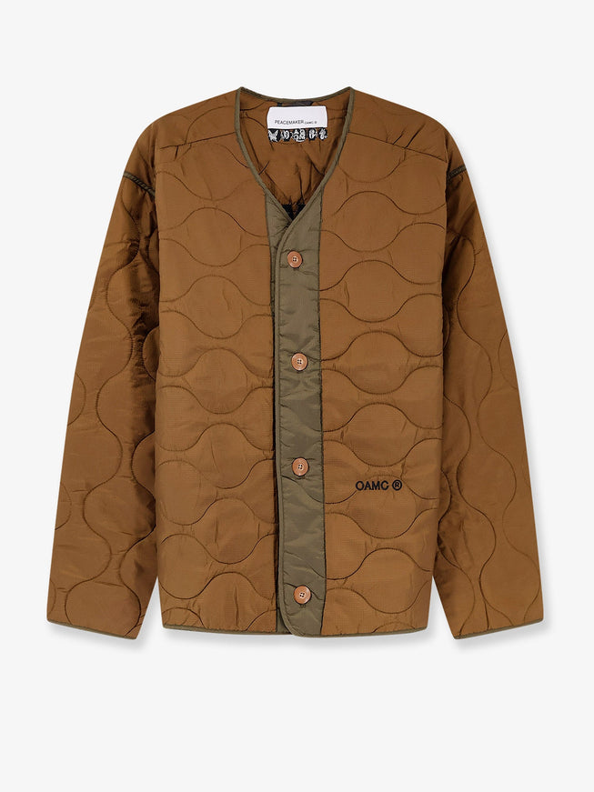 Oamc Peacemaker Combat Liner Quilted Nylon Jacket Beige