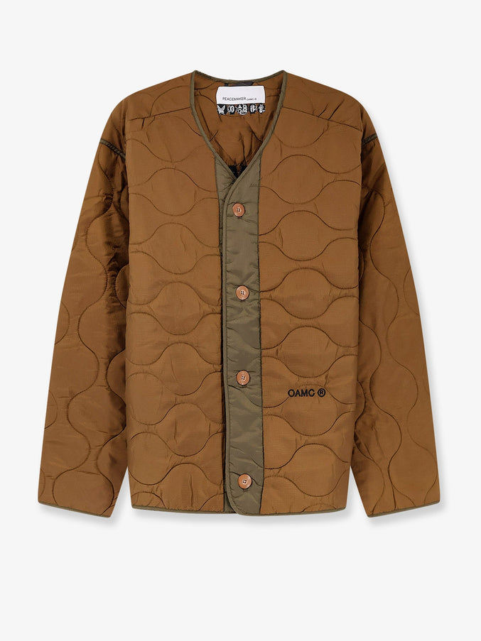 Oamc Peacemaker Combat Liner Quilted Nylon Jacket Beige
