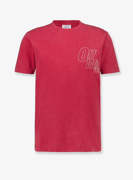Off White Cotton T-Shirt Coral Red - W