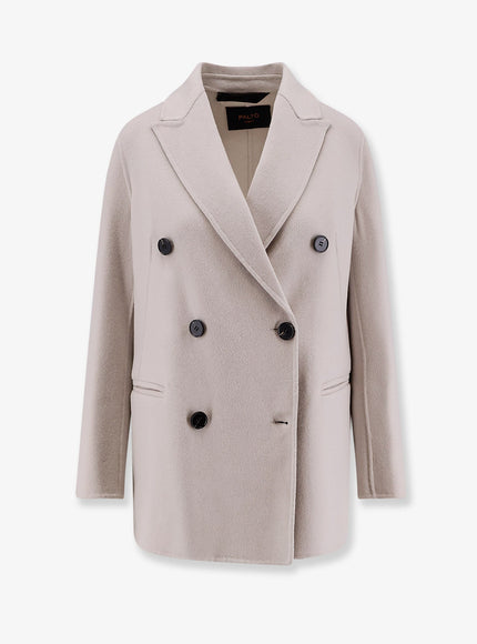 Palto' Ariella Double-Breasted Wool Coat Bianco Grigio