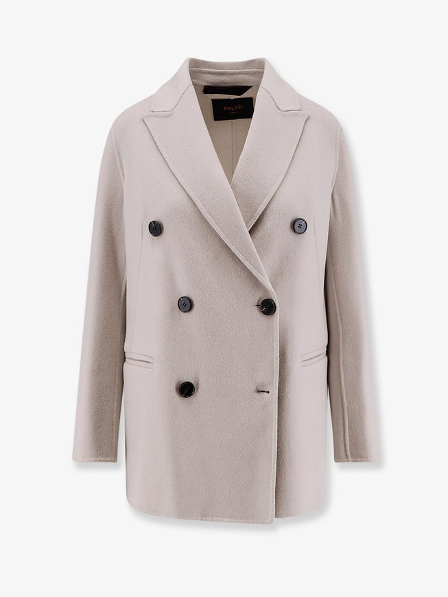 Palto' Ariella Double-Breasted Wool Coat Bianco Grigio
