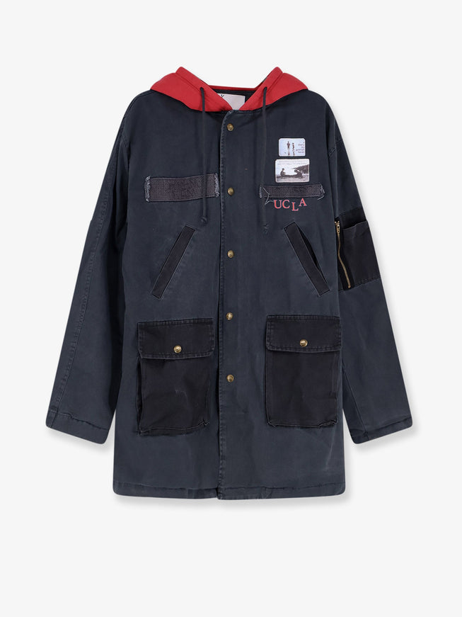 Paly Cotton Jacket With Used Effect Navy