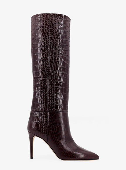 Paris Texas Stiletto Embossed Croco Leather Boots Rouge Noir