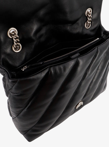 Pinko Matelassé Leather Shoulder Bag With Iconic Love Birds Buckle