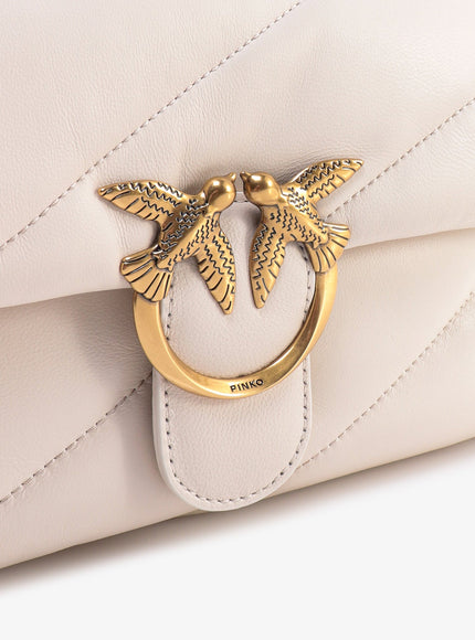 Pinko Matelassé Leather Shoulder Bag With Iconic Love Birds Buckle