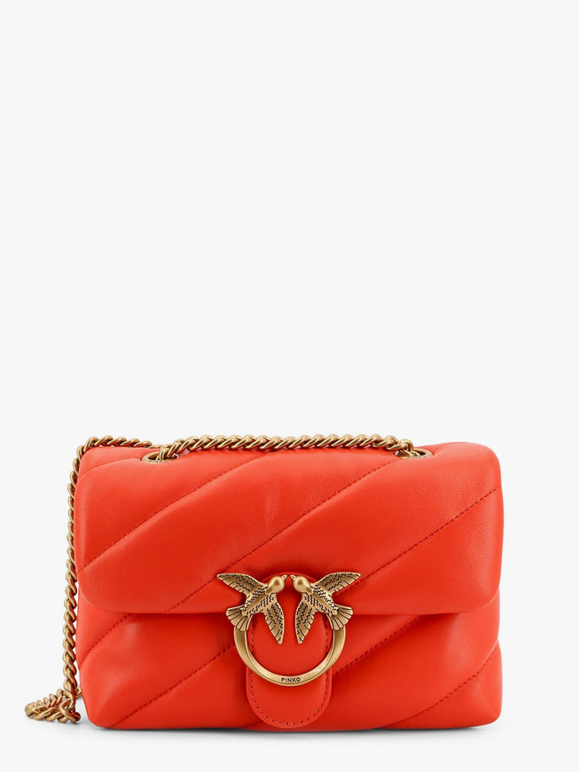 Pinko Matelassé Leather Shoulder Bag With Iconic Love Birds Buckle Uni Rosso