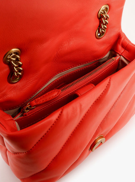 Pinko Matelassé Leather Shoulder Bag With Iconic Love Birds Buckle