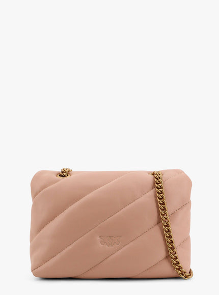 Pinko Matelassé Leather Shoulder Bag With Iconic Love Birds Buckle